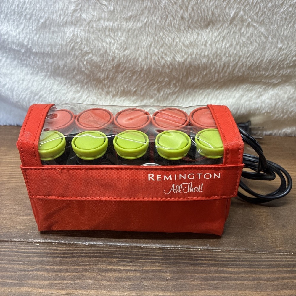 Remington All That Travel Curlers Rollers Red Pouch All 10 Clips Great Condition